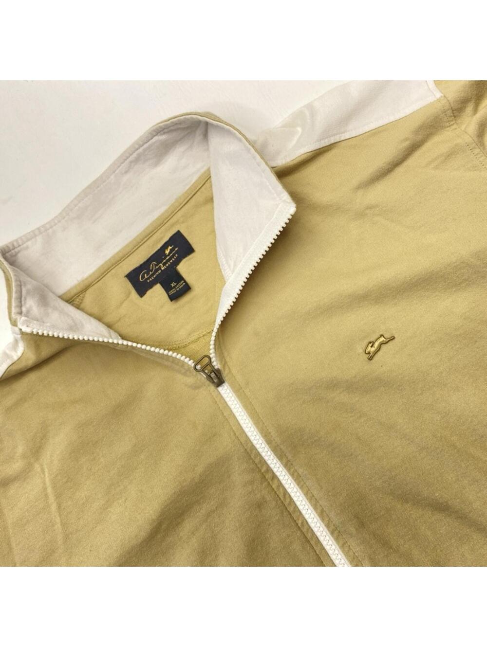 A. Tagliano Premium Menswear Zip-Up Track Jacket Sweatshirt XL Beige Blue White